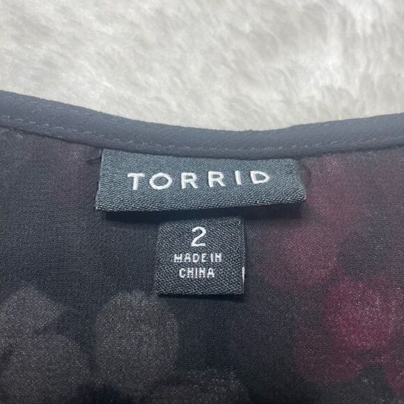 Torrid Floral Tunic Blouse Peplum Chiffon Camisole Sz 2 XXL Plus Size Top - Picture 5 of 14